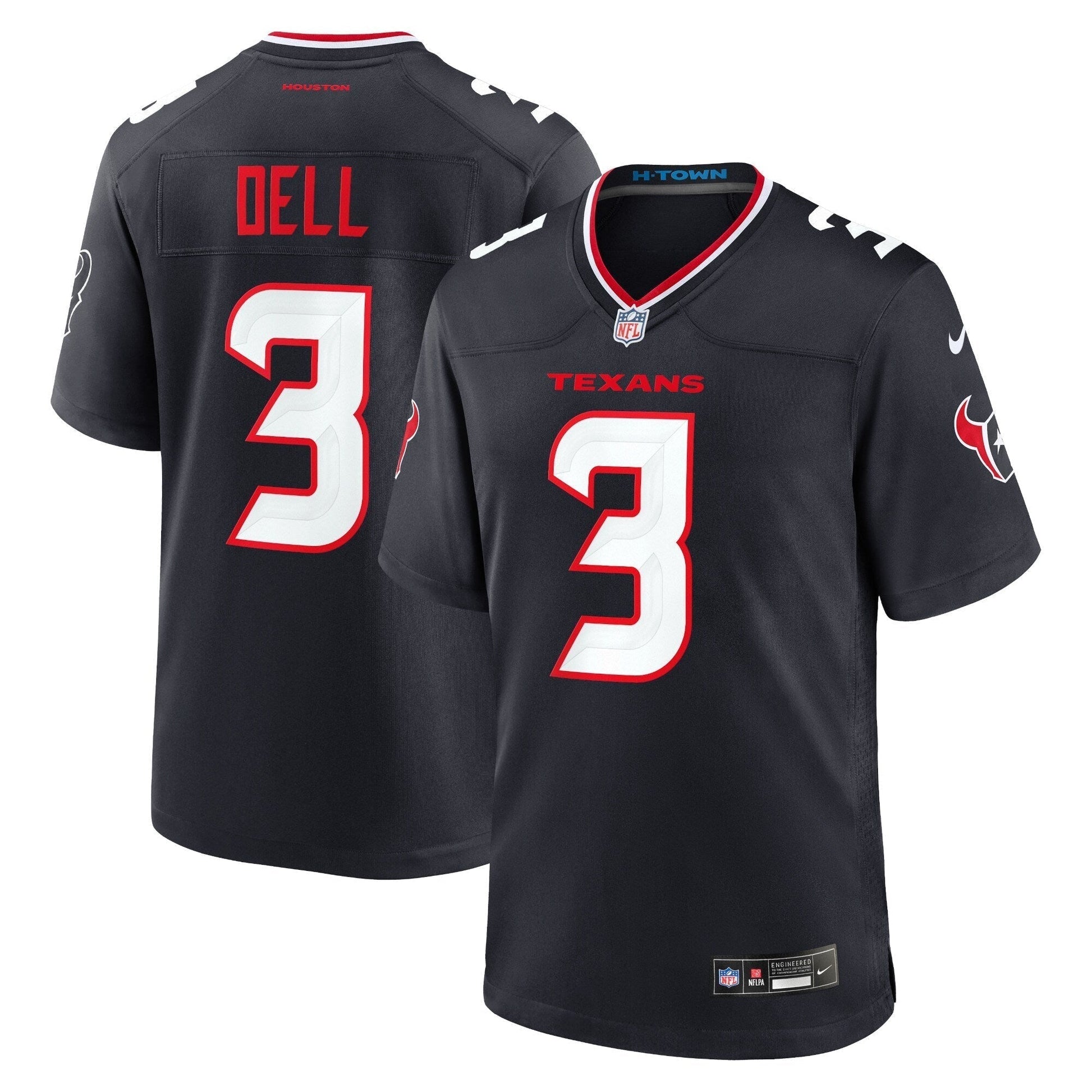 Tank Dell Houston Texans Nike Game Jersey - Navy football jersey product view 1