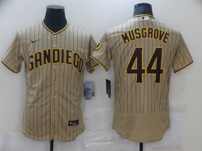 Men's San Diego Padres Joe Musgrove #44 Khaki Stitched Jersey1 baseball jersey product view 1