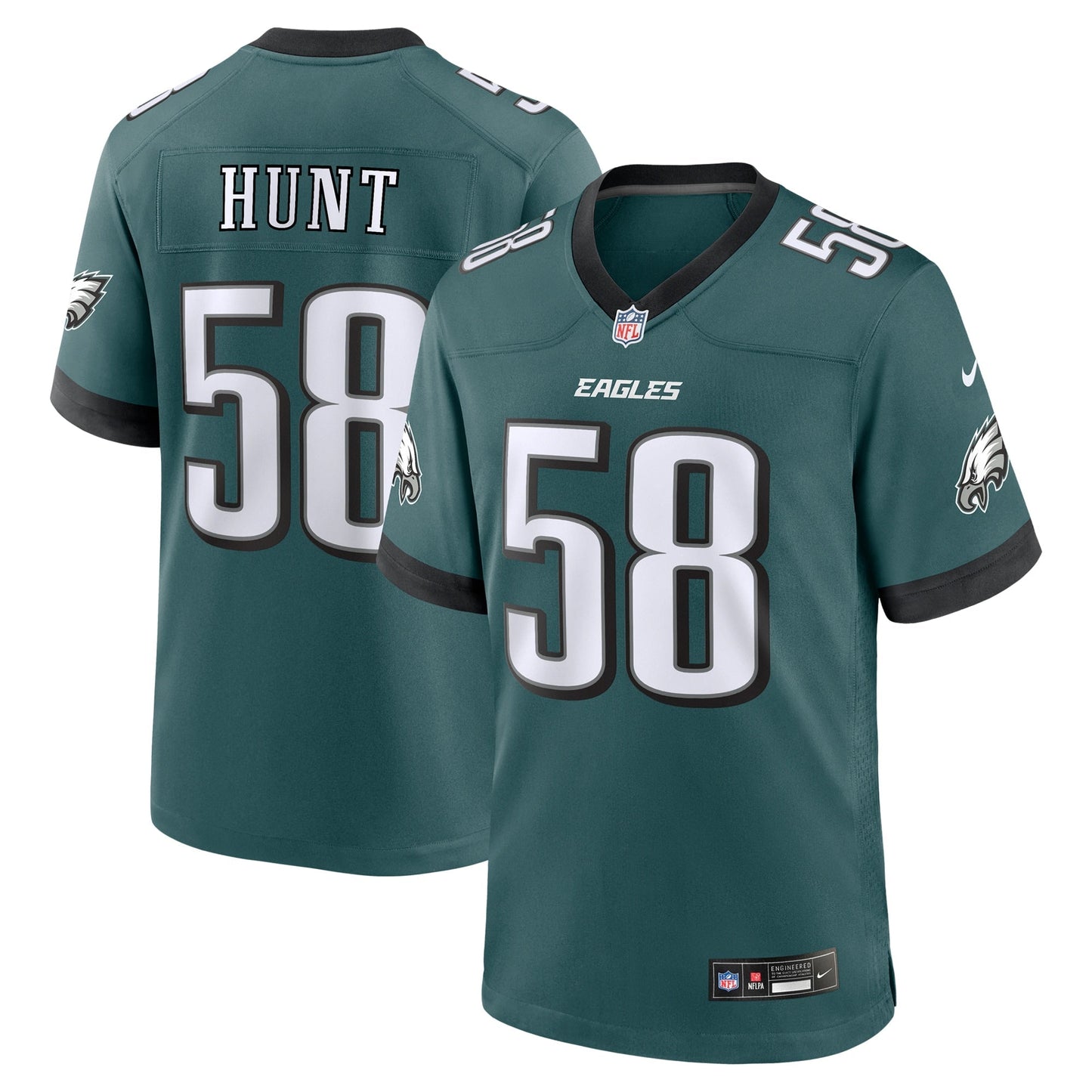 Jalyx Hunt Philadelphia Eagles Nike Team Game Jersey - Midnight Green football jersey product view 1