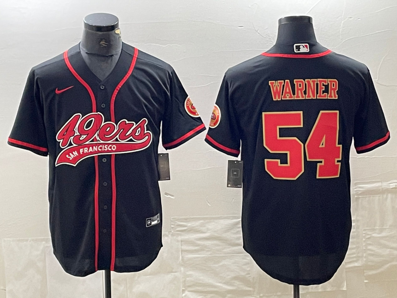 Men's San Francisco 49ers Fred Warner #54 Black Fashion Jersey1 Joint Edition football jersey product view 1