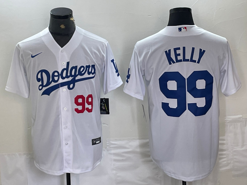 Men's Los Angeles Dodgers Joe Kelly #99 White Home Replica Player Jersey1 baseball jersey product view 1