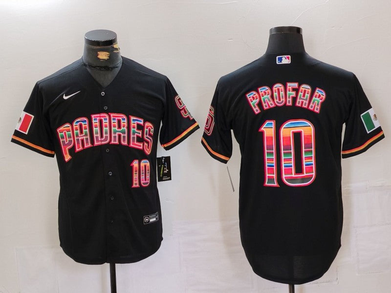 Men's San Diego Padres Jurickson Profar #10 Black Replica Player Jersey1 baseball jersey product view 1
