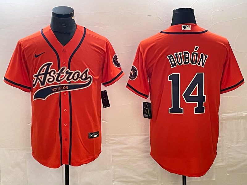 Men's Houston Astros Mauricio Dubon #14 Orange Player Jersey1 Joint Edition baseball jersey product view 1