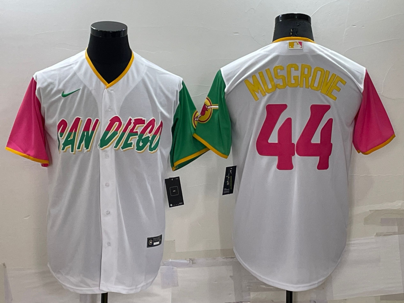 Men's San Diego Padres Joe Musgrove #44 White Player Stitched Jersey1 baseball jersey product view 1
