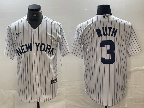 Men's New York Yankees Babe Ruth #3 White Limited Jersey1 baseball jersey product view 1