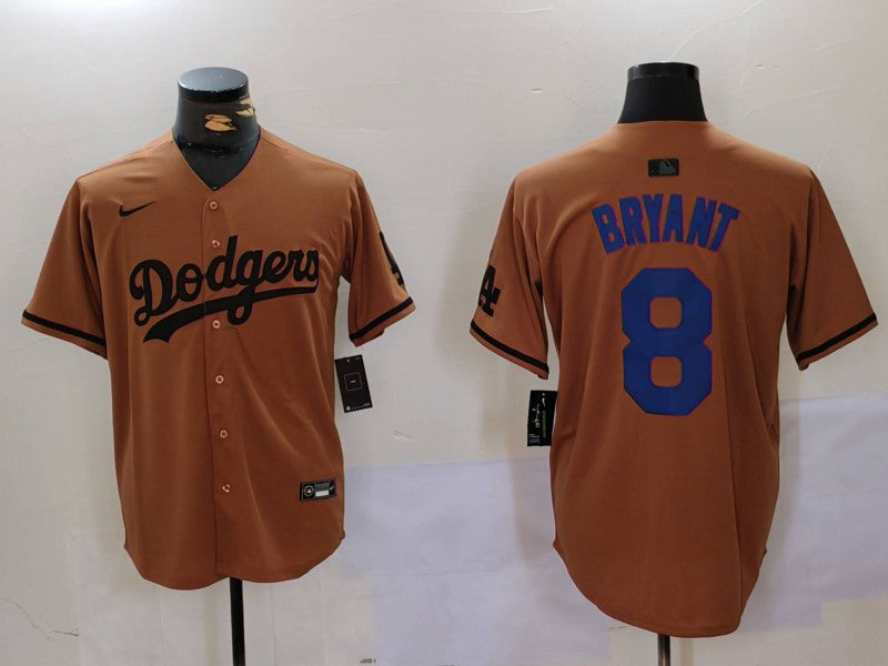 Men's Los Angeles Dodgers Kobe Bryant #8 Brown Replica Player Jersey1 basketball jersey product view 1