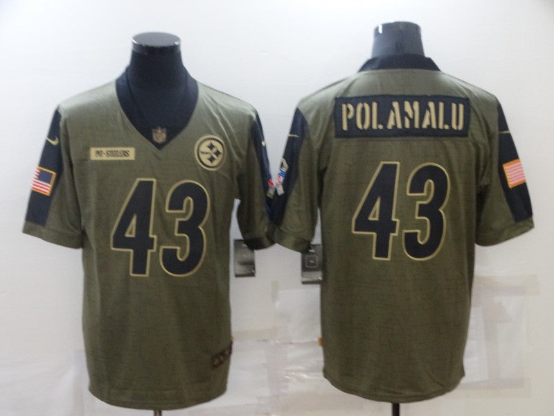 Men's Pittsburgh Steelers Troy Polamalu #43 Brown Game Jersey1 football jersey product view 1