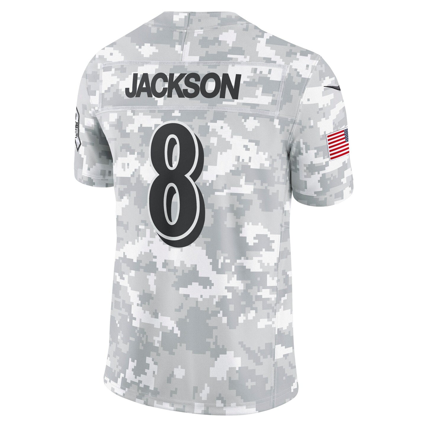 Lamar Jackson Baltimore Ravens Nike 2024 Salute to Service Limited Jersey - Arctic Camo football jersey product view 3
