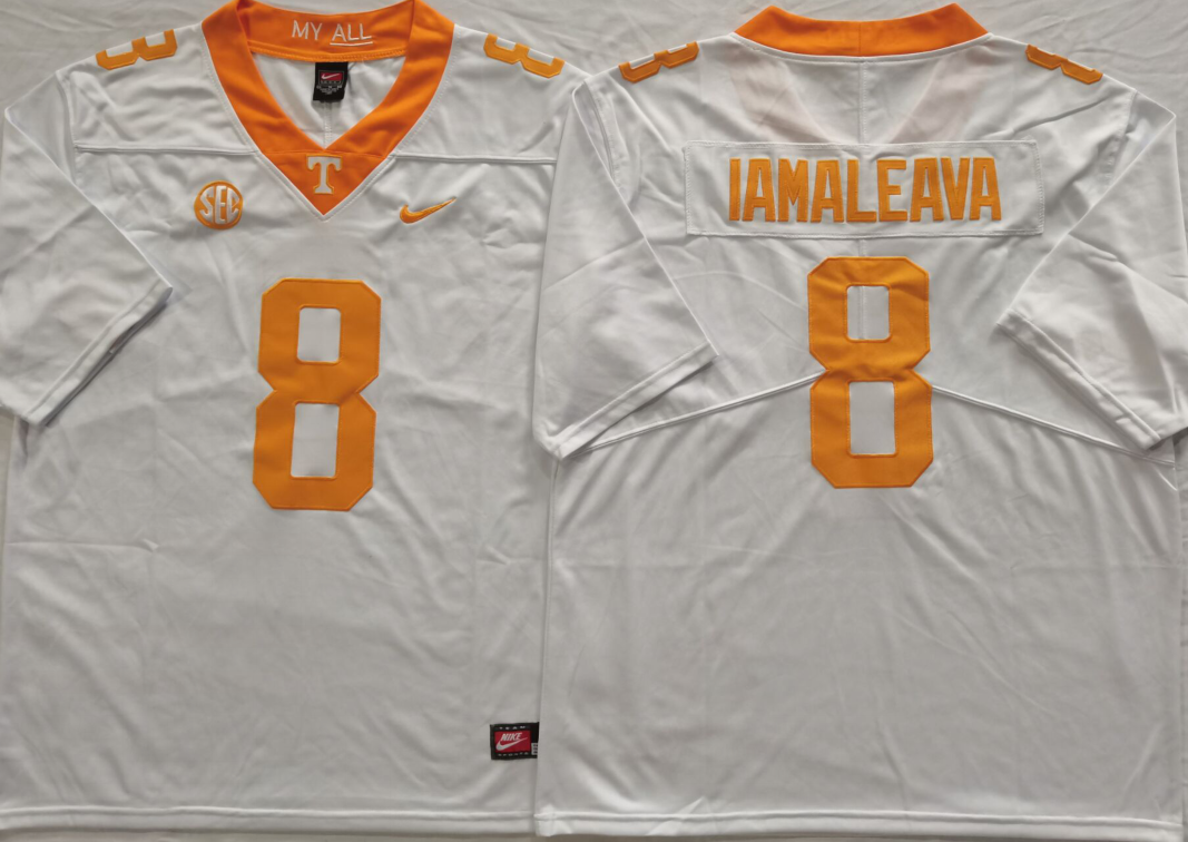 Men's Tennessee Volunteers Nico Iamaleava #8 White Player Game Jersey sports jersey product view 1