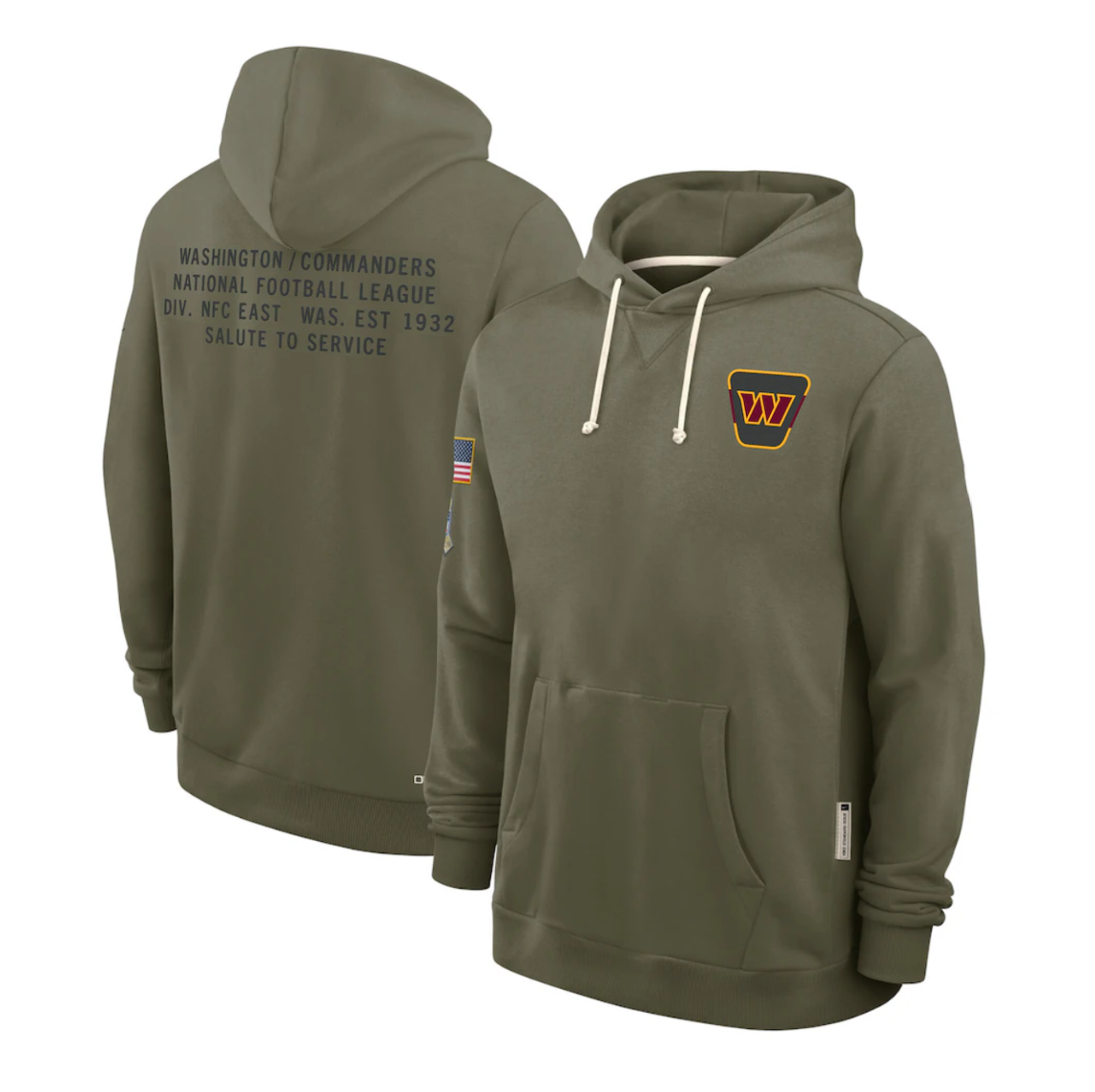 Men's Washington Commanders Olive 2025 Salute to Service Sideline Standard Issue Dri-FIT Hoodie football jersey product view 1