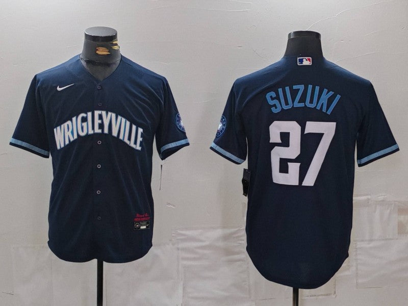 Men's Chicago Cubs Seiya Suzuki #27 Navy City Connect Limited Player Jersey1 baseball jersey product view 1