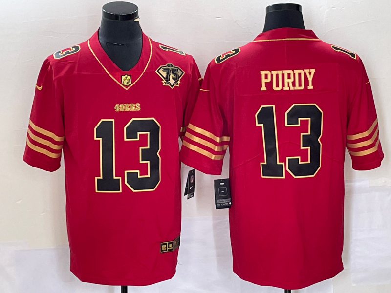Men's San Francisco 49ers Brock Purdy #13 Red 75th Anniversary Game Jersey1 football jersey product view 1