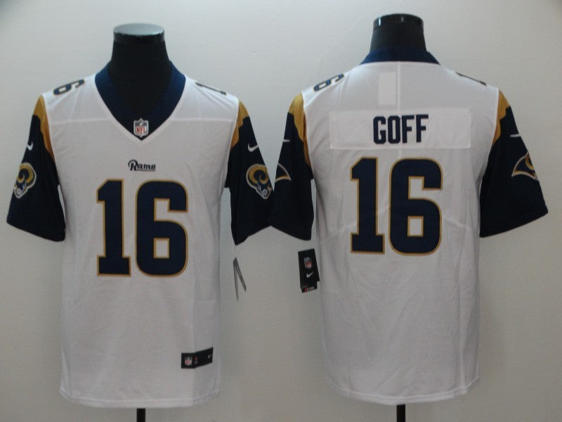 Men's Los Angeles Rams Jared Goff #16 White Game Jersey1 football jersey product view 1