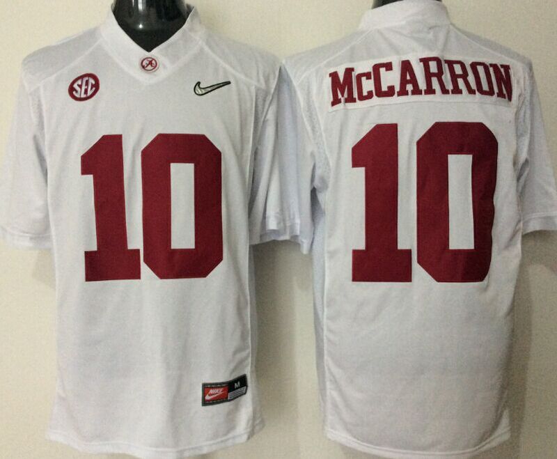 Men's Alabama Crimson Tide A.J. McCarron #10 White Player Game Jersey sports jersey product view 1