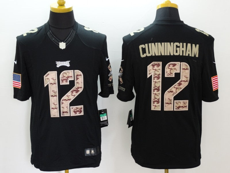 Men's Philadelphia Eagles Randall Cunningham #12 Black Game Player Jersey1 football jersey product view 1