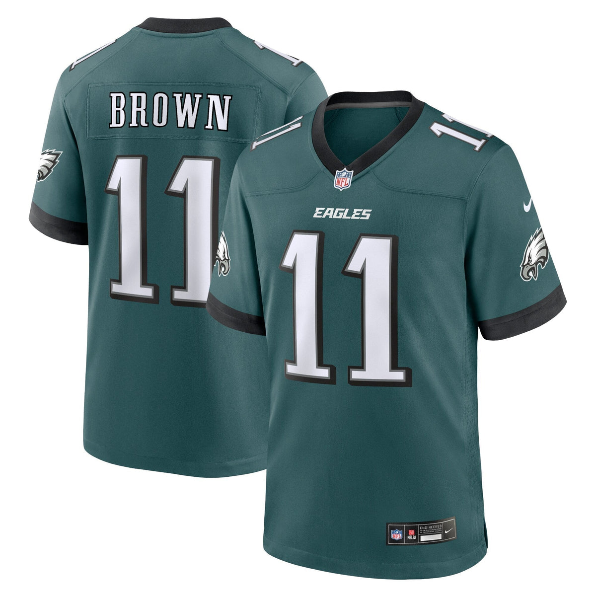 A.J. Brown Philadelphia Eagles Nike Team Game Jersey - Midnight Green football jersey product view 1