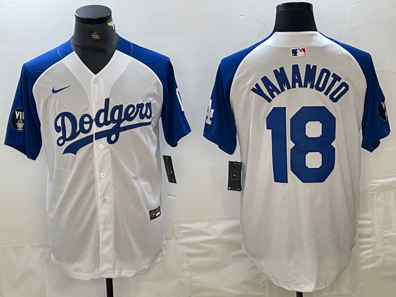 Men's Los Angeles Dodgers Yoshinobu Yamamoto #18 White Authentic Player Jersey1 baseball jersey product view 1