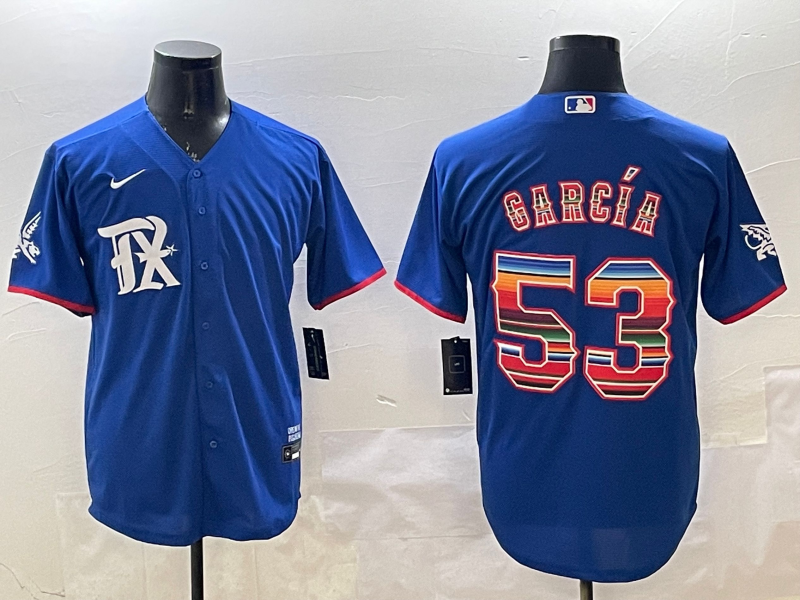 Men's Texas Rangers Adolis Garcia #53 Royal Alternate Replica Player Jersey1 baseball jersey product view 1