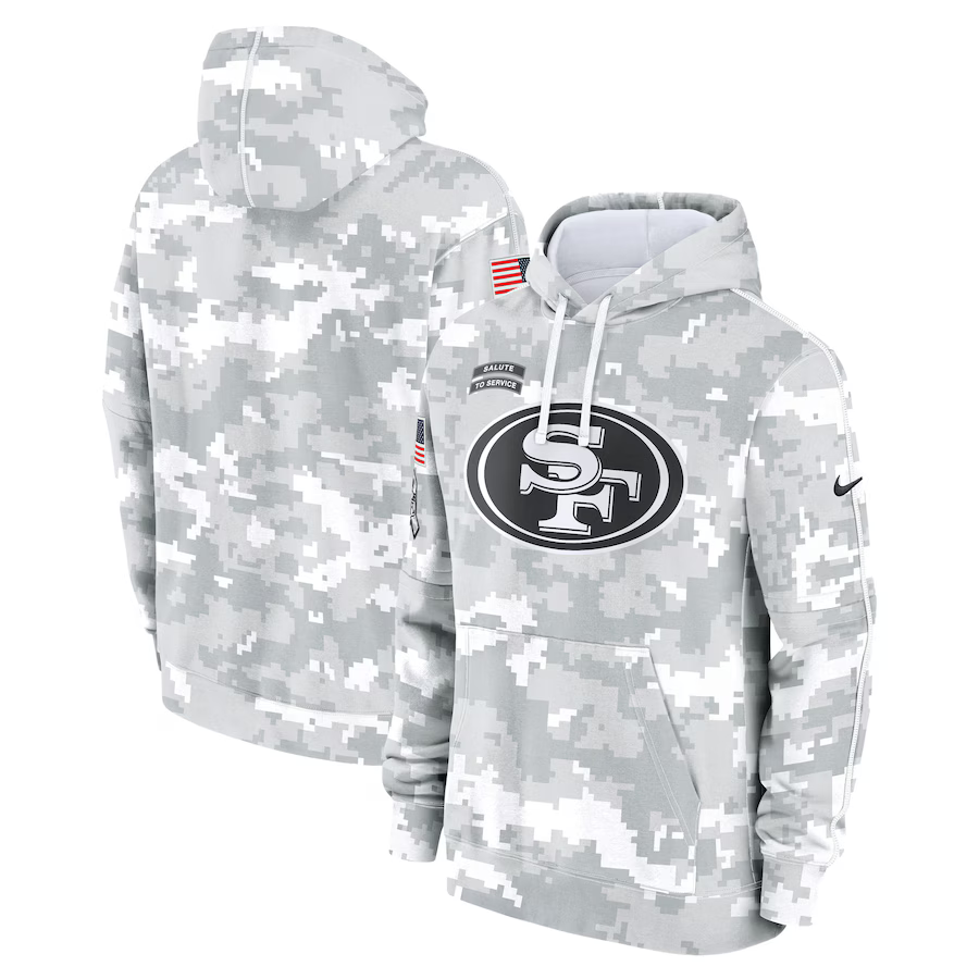 Men's San Francisco 49ers Arctic Camo 2024 Salute to Service Club Fleece Pullover Hoodie1 football jersey product view 1