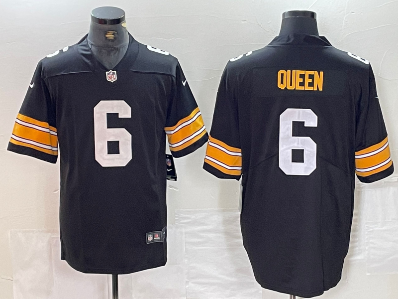 Men's Pittsburgh Steelers Patrick Queen #6 Black Player Game Jersey1 football jersey product view 1