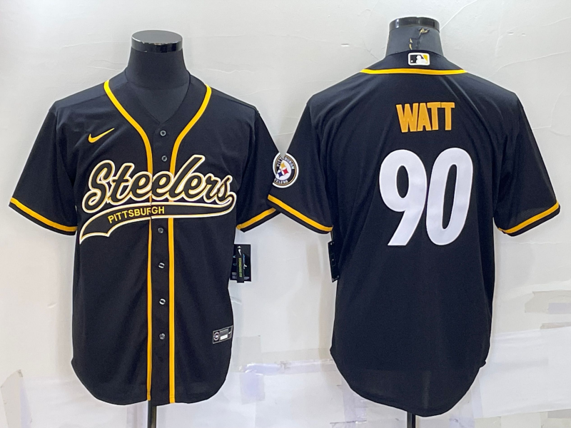 Men's Pittsburgh Steelers T.J. Watt #90 Black Game Jersey1 Joint edition football jersey product view 1