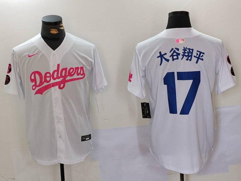 Men's Los Angeles Dodgers Shohei Ohtani #17 White Limited Player Game Jersey1 baseball jersey product view 1