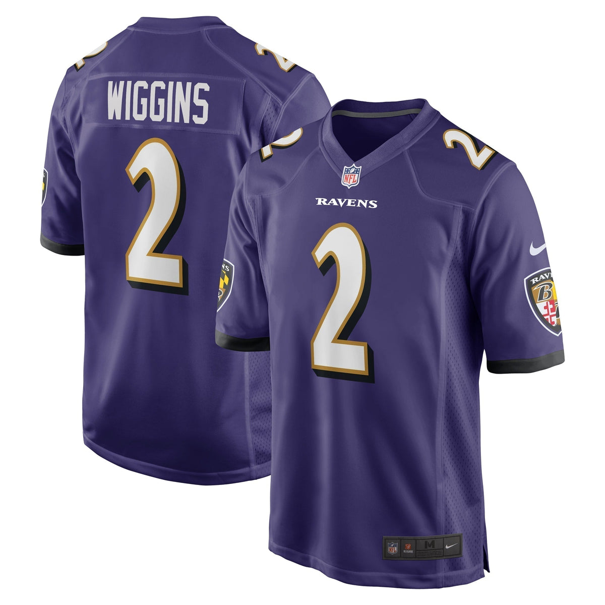 Nate Wiggins Baltimore Ravens Nike 2024 NFL Draft First Round Pick Game Jersey - Purple football jersey product view 1