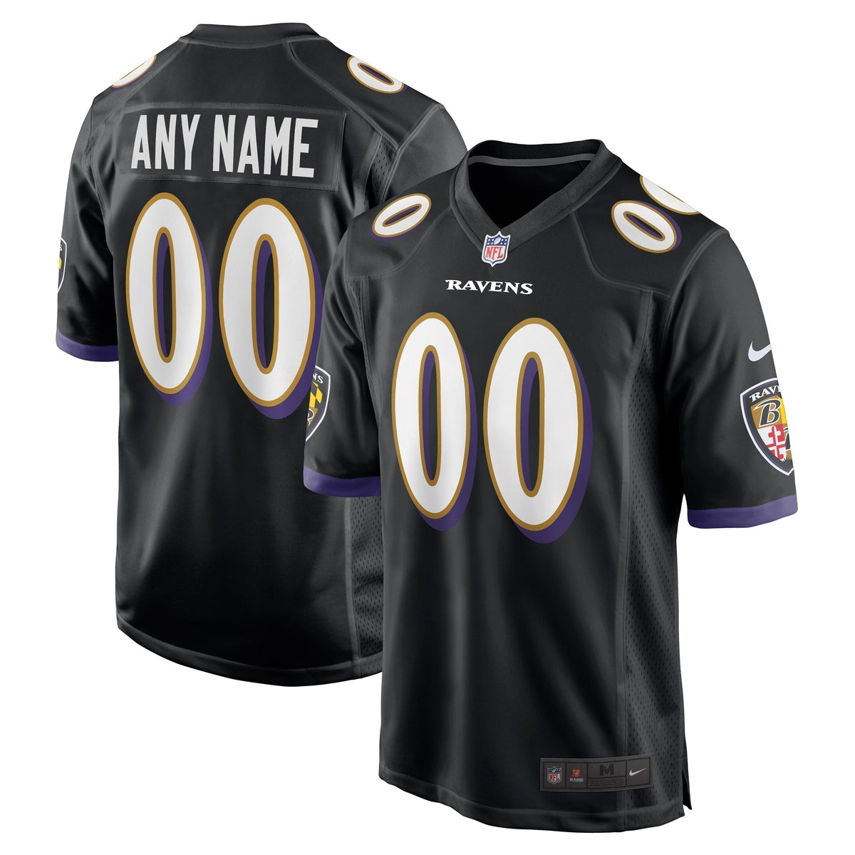 Baltimore Ravens Nike Alternate Custom Game Jersey - Black football jersey product view 1