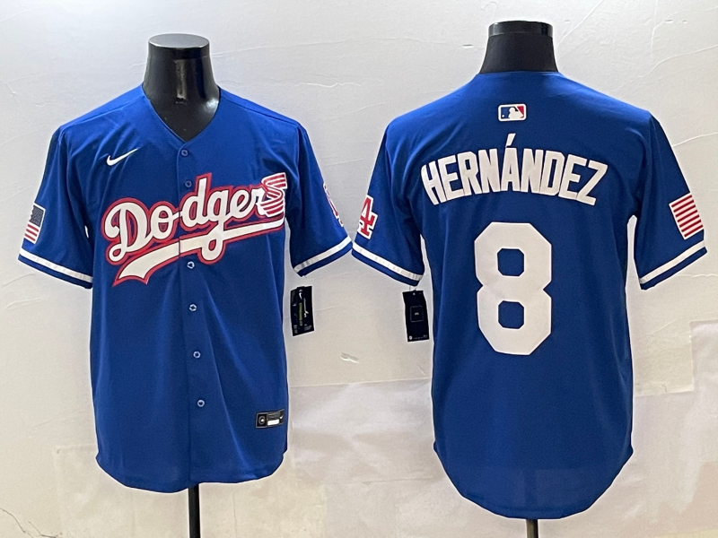 Men's Los Angeles Dodgers Enrique Hernandez #8 Royal Team Jersey baseball jersey product view 1