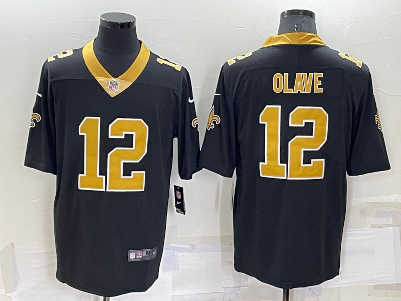 Men's New Orleans Saints Chris Olave #12 Black Game Jersey1 football jersey product view 1