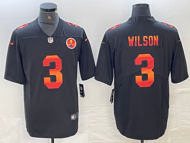 Men's Pittsburgh Steelers Russell Wilson #3 Black Player Game Jersey1 football jersey product view 1
