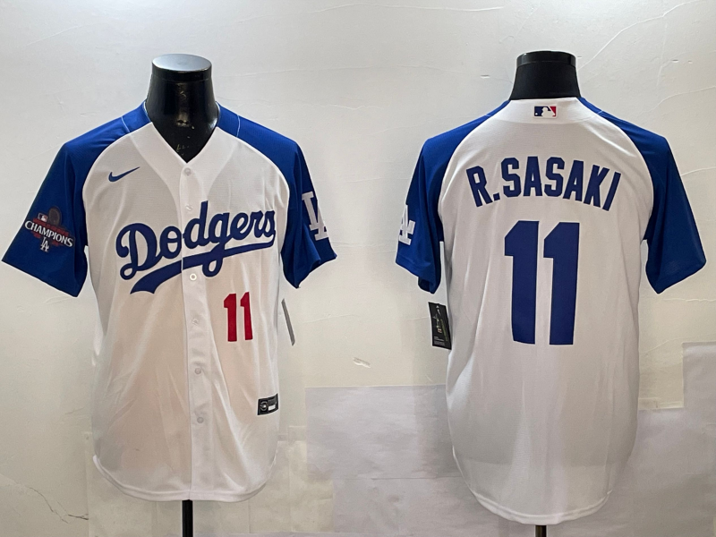 Men's Los Angeles Dodgers Roki Sasaki #11 White Replica Player Jersey baseball jersey product view 1