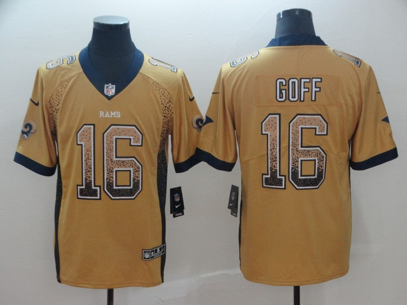 Men's Los Angeles Rams Jared Goff #16 Yellow Player Game Jersey1 football jersey product view 1