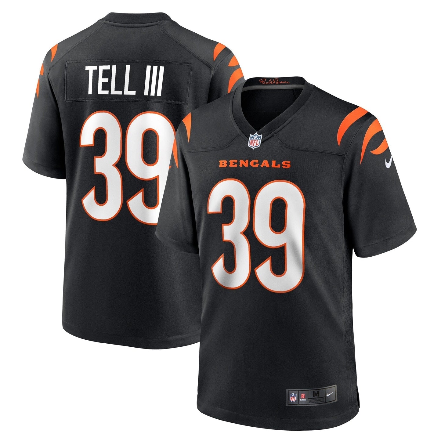Marvell Tell III Cincinnati Bengals Nike Game Jersey - Black football jersey product view 1