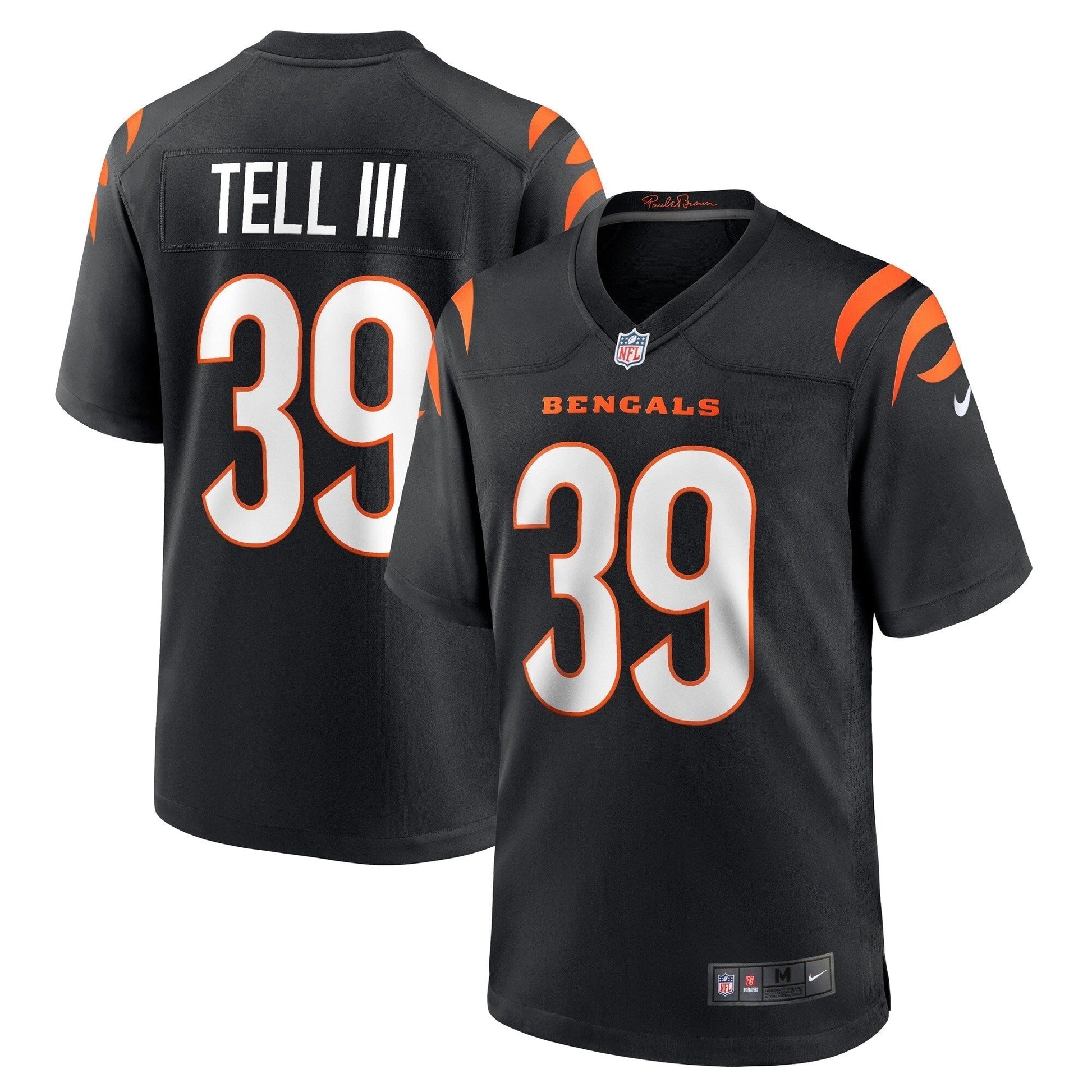 Marvell Tell III Cincinnati Bengals Nike Game Jersey - Black football jersey product view 1
