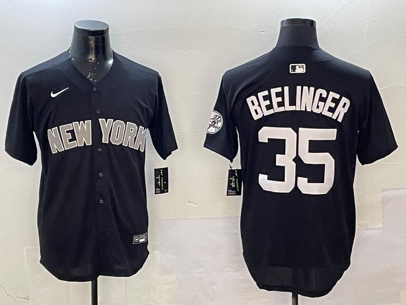 Men's New York Yankees Cody Bellinger #35 Black Replica Player Jersey1 baseball jersey product view 1