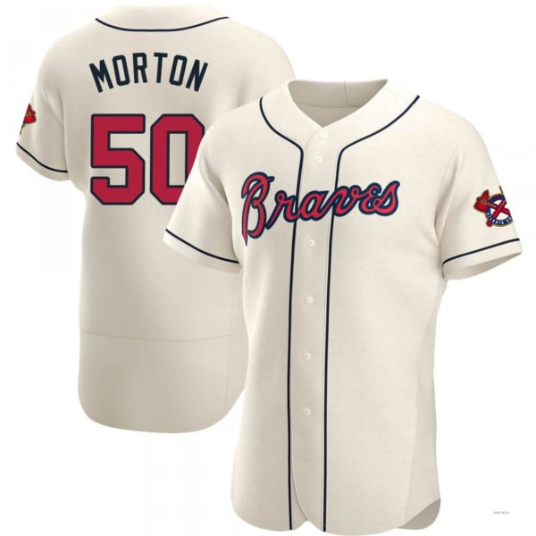 Atlanta Braves #50 Charlie Morton Cream Alternate Jersey Stitches Baseball Jerseys baseball jersey product view 1