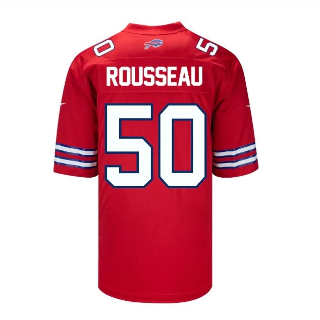 B.Bills #50 Greg Rousseau Player Red Game Jersey -Stitched American Football Jerseys football jersey product view 1