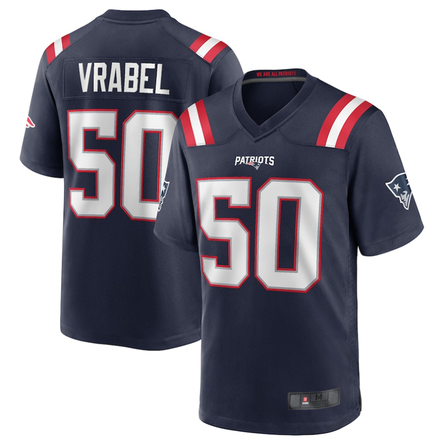#50 Mike Vrabel Player NE.Patriots Navy Game Football Jerseys football jersey product view 1