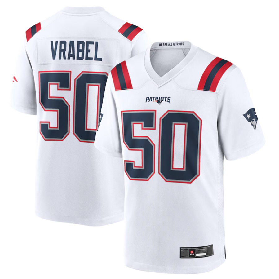 #50 Mike Vrabel Player NE.Patriots White Game Football Jerseys football jersey product view 1