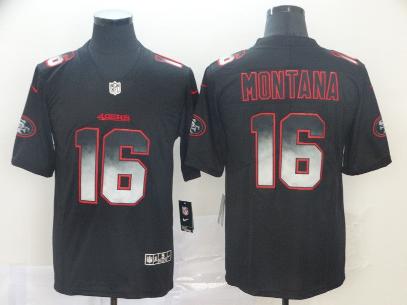 Men's San Francisco 49ers #16 Joe Montana Black Authentic Game Jersey1 football jersey product view 1