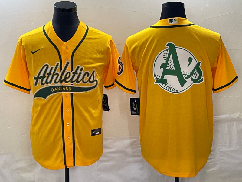Men's Oakland Athletics Gold Replica Team Jersey1 Joint Edition baseball jersey product view 1