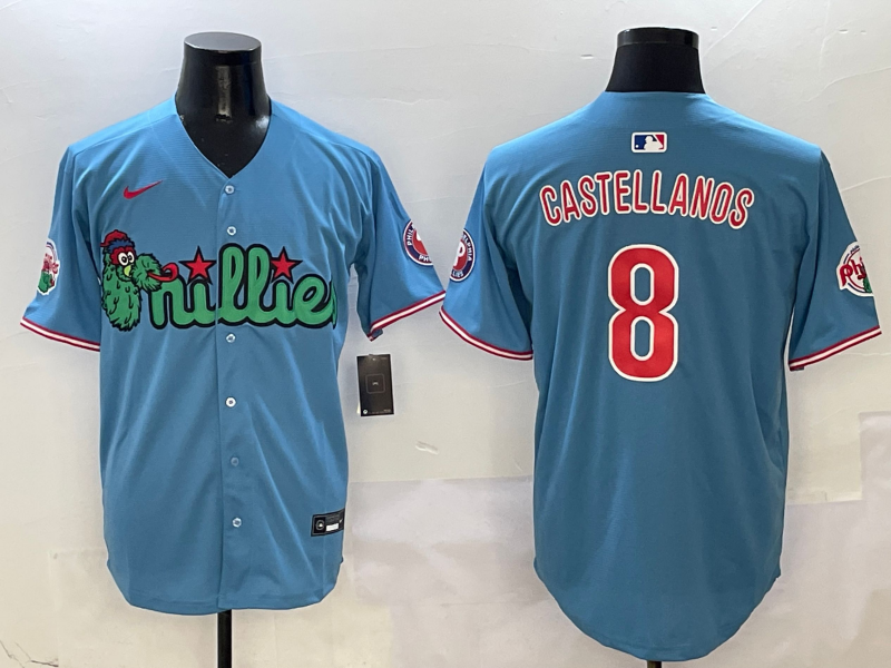 Men's Philadelphia Phillies Nick Castellanos #8 Blue Player Jersey baseball jersey product view 1