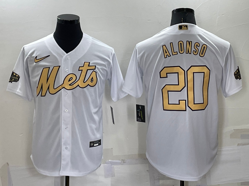 Men's New York Mets Pete Alonso #20 White Stitched Jersey baseball jersey product view 1