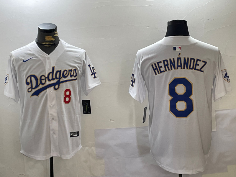 Men's Los Angeles Dodgers Enrique Hernandez #8 White Replica Game Jersey1 baseball jersey product view 1