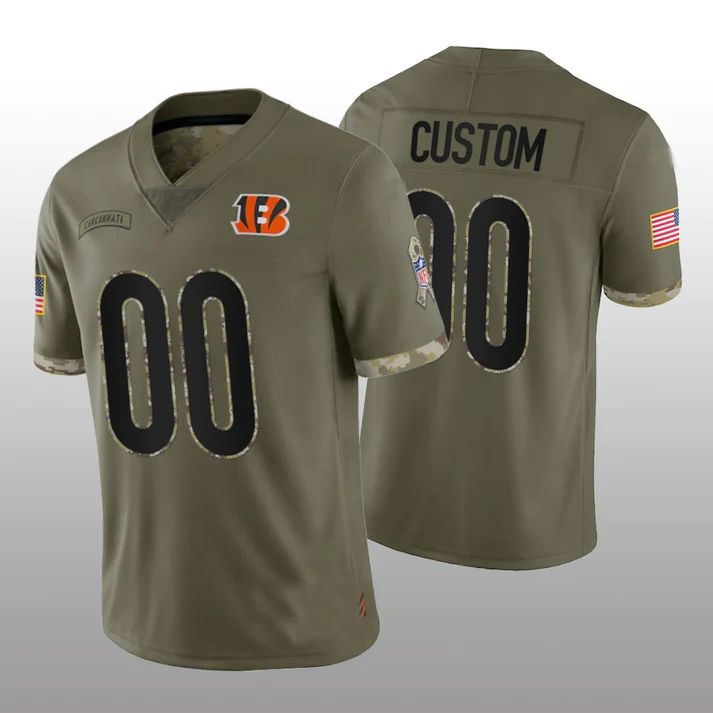 Custom2 Cincinnati Bengals Olive 2022 Salute To Service Limited Jersey2 American Stitched Football Jersey2s football jersey product view 1