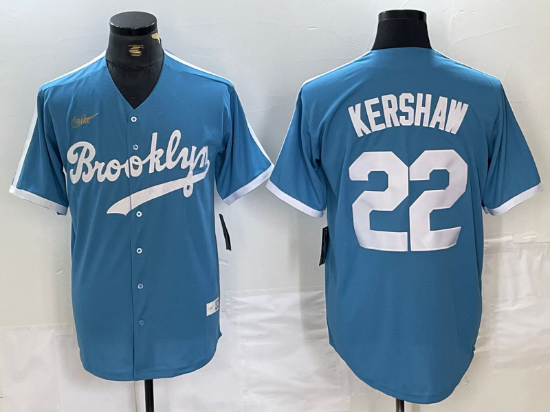 Men's Los Angeles Dodgers Clayton Kershaw #22 Light Blue Alternate Cooperstown Collection Player Jersey1 baseball jersey product view 1