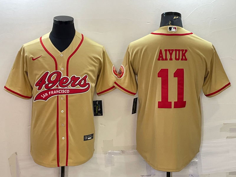 Men's San Francisco 49ers Brandon Aiyuk #11 Gold Game Jersey1 Joint Edition football jersey product view 1