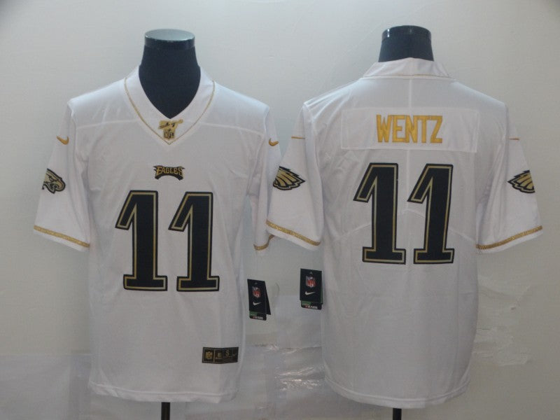Men's Philadelphia Eagles Carson Wentz #11 White Game Jersey1 football jersey product view 1