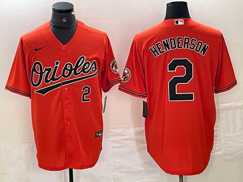 Men's Baltimore Orioles Gunnar Henderson #2 Orange Replica Player Jersey1 baseball jersey product view 1